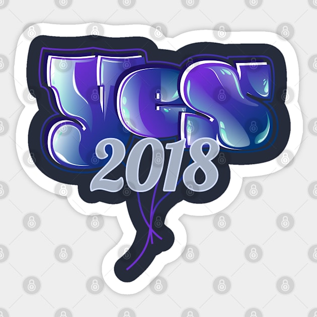 Yes 2018 Sticker by vectorhelowpal